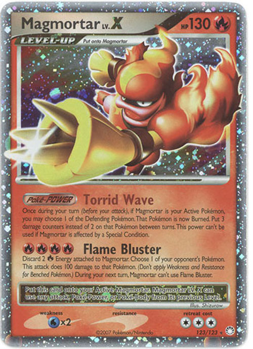 Pokemon Card - Mysterious Treasures 123/123 - MAGMORTAR Lv. X  (holo-foil)