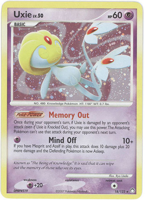 Pokemon Card - Mysterious Treasures 18/123 - UXIE Lv.50  (holo-foil)