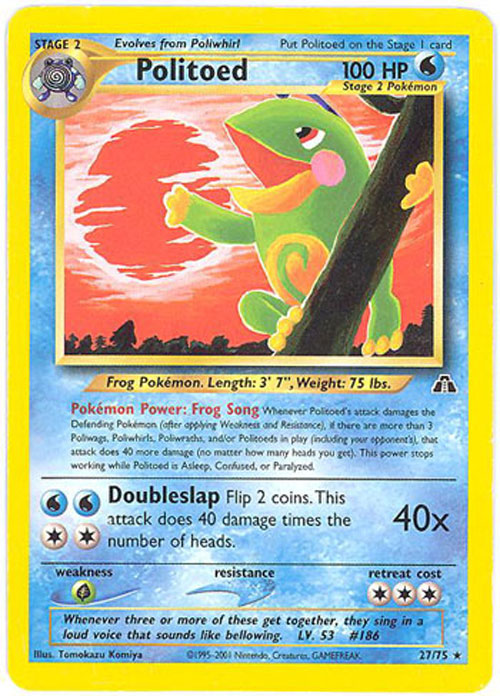 Pokemon Card - Neo Discovery 27/75 - POLITOED (rare)