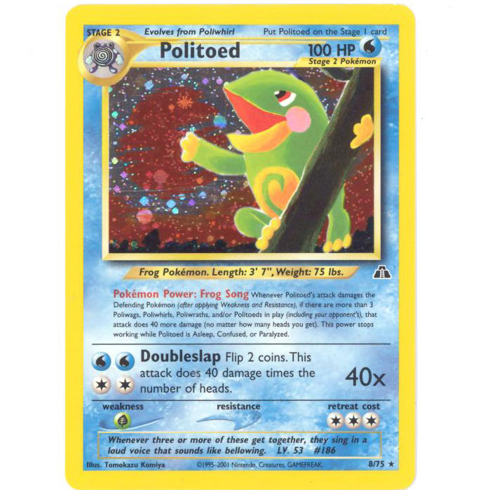 Pokemon Card - Neo Discovery 8/75 - POLITOED (holo-foil)