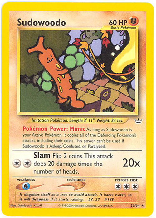 Pokemon Card - Neo Revelation 26/64 - SUDOWOODO (rare)