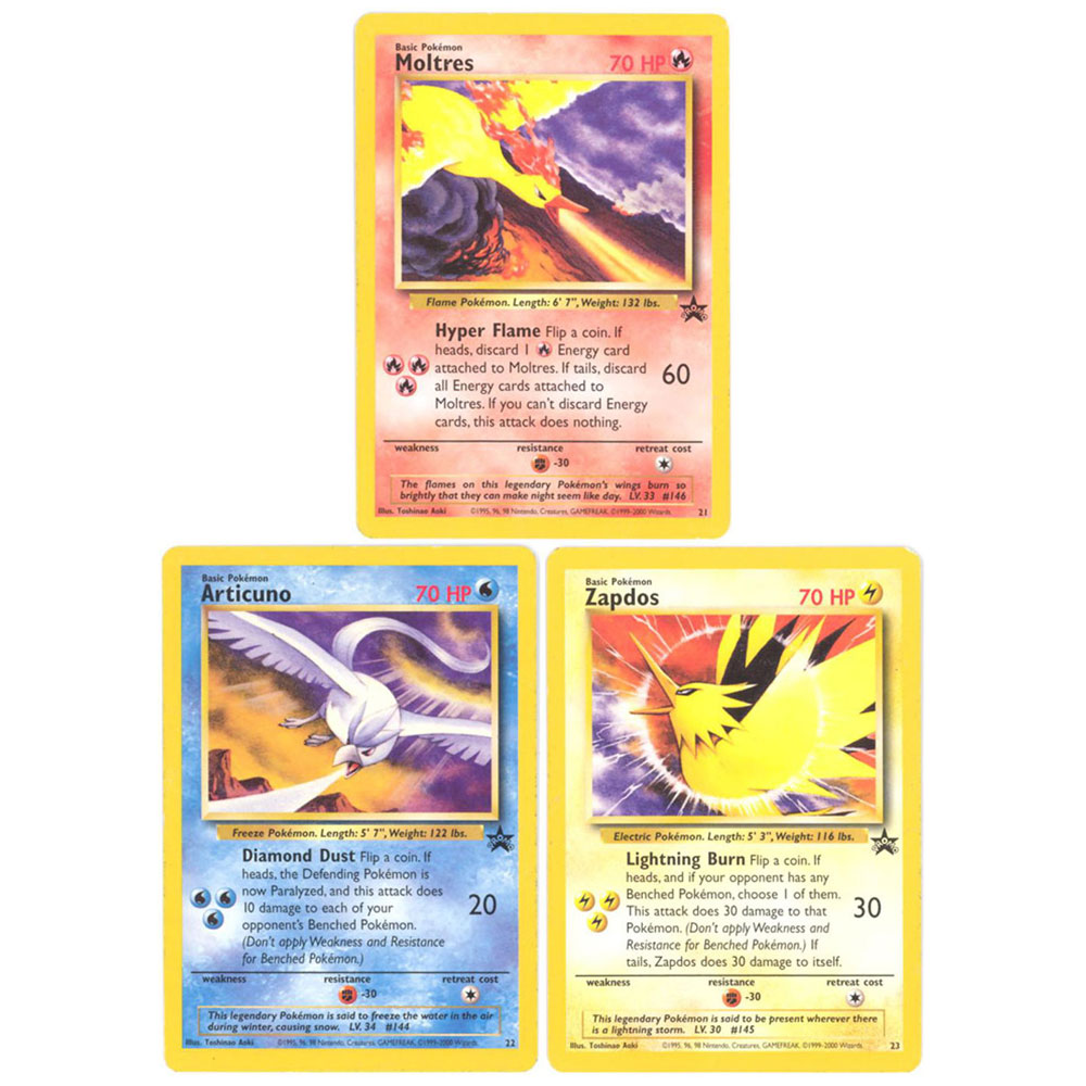 Pokemon Cards - Black Star Promos - Set of 3 LEGENDARY BIRDS (Articuno, Moltres & Zapdos)