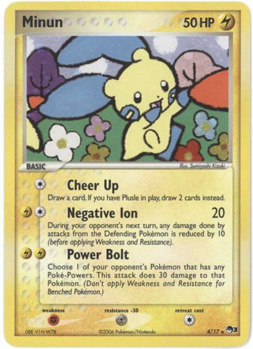 Pokemon Card - POP #3 Promo 4/17 - MINUN (holo-foil)