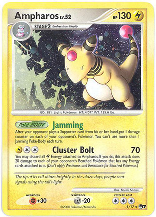 Pokemon Card - POP #7 Promo 1/17 - AMPHAROS (holo-foil)