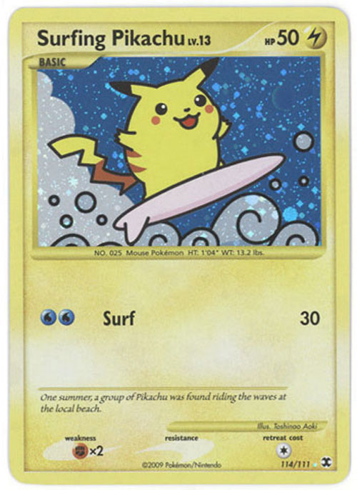 Pokemon Card 114/111 - SURFING PIKACHU (holo-foil)