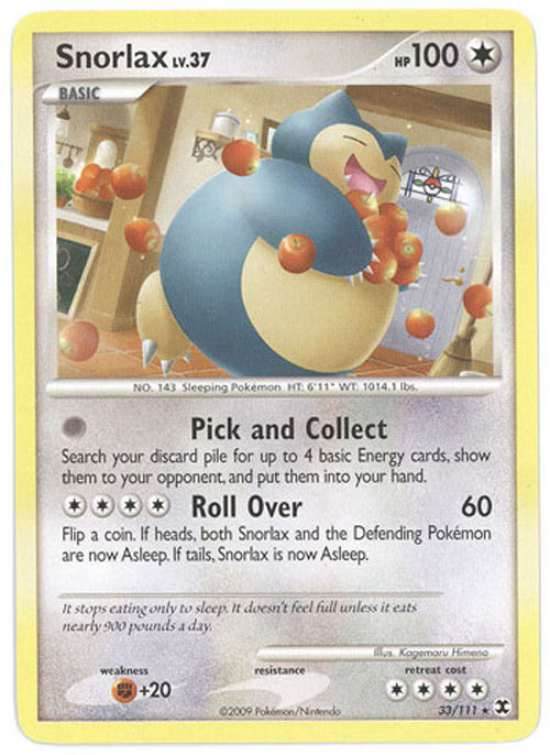 Pokemon Card - Rising Rivals 33/111 - SNORLAX Lv.37 (rare)