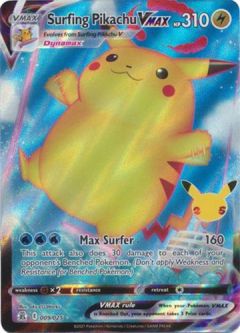Pokemon Card - Celebrations 009/025 - SURFING PIKACHU VMAX (holo-foil)