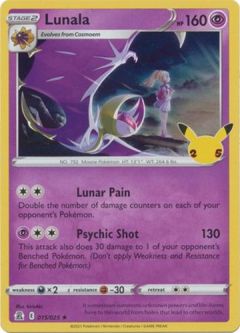 Pokemon Card - Celebrations 015/025 - LUNALA (holo-foil)