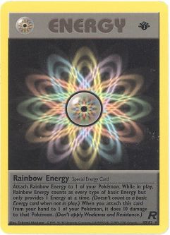 Pokemon Card - Team Rocket 80/82 - RAINBOW ENERGY (rare) **1st Edition** RARE!
