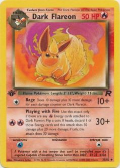Pokemon Card - Team Rocket 35/82 - DARK FLAREON (uncommon) **1st Edition**