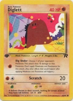 Pokemon Card - Team Rocket 52/82 - DIGLETT (common) **1st Edition**