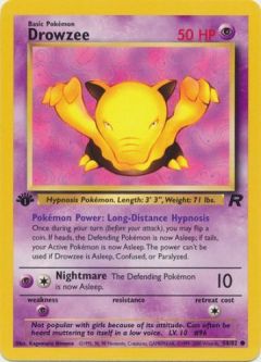Pokemon Card - Team Rocket 54/82 - DROWZEE (common) **1st Edition**