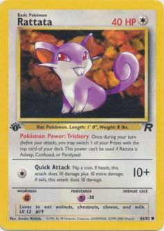 Pokemon Card - Team Rocket 66/82 - RATTATA (common) **1st Edition**