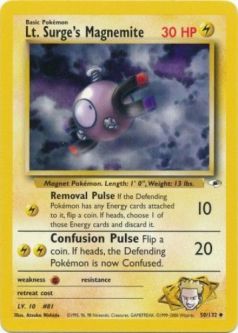 Pokemon Card - Gym Heroes 50/132 - LT. SURGE'S MAGNEMITE (uncommon)