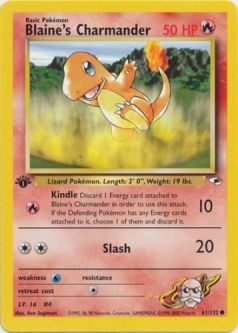 Pokemon Card - Gym Heroes 61/132 - BLAINE'S CHARMANDER (common) **1st Edition**