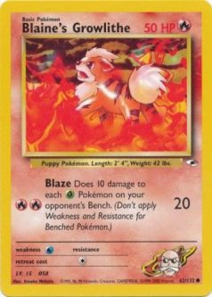 Pokemon Card - Gym Heroes 62/132 - BLAINE'S GROWLITHE (common)