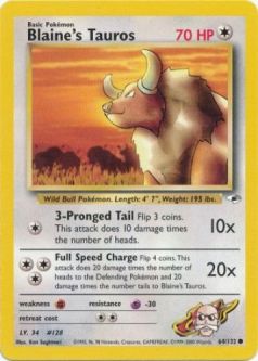 Pokemon Card - Gym Heroes 64/132 - BLAINE'S TAUROS (common)