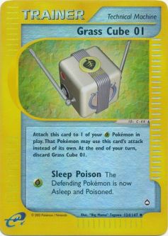 Pokemon Card - Aquapolis 124/147 - GRASS CUBE 01 (REVERSE holo-foil)