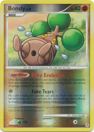 Pokemon Card - Diamond & Pearl 71/130 - BONSLY (common)