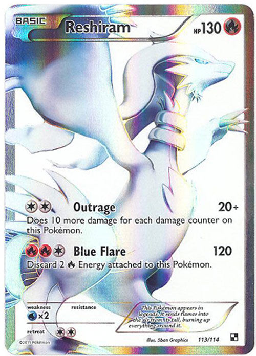 Pokemon Card - Black & White 113/114 - RESHIRAM (holo-foil)