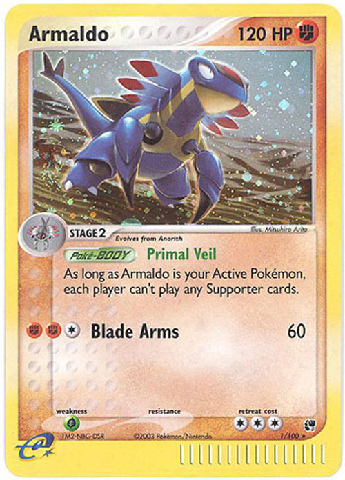 Pokemon Card - Sandstorm 1/100 - ARMALDO (holo-foil)