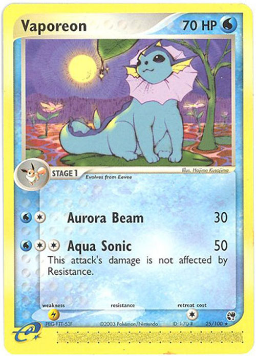 Pokemon Card - Sandstorm 25/100 - VAPOREON (rare)