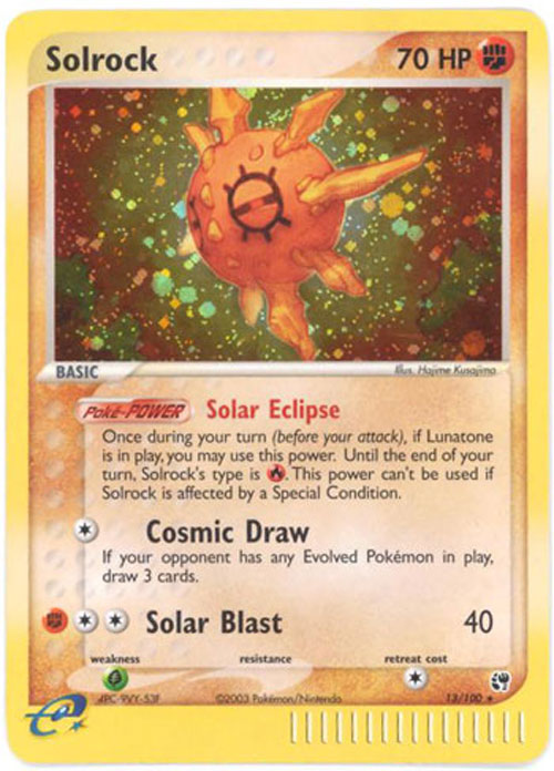 Pokemon Card - Sandstorm 13/100 - SOLROCK (holo-foil)
