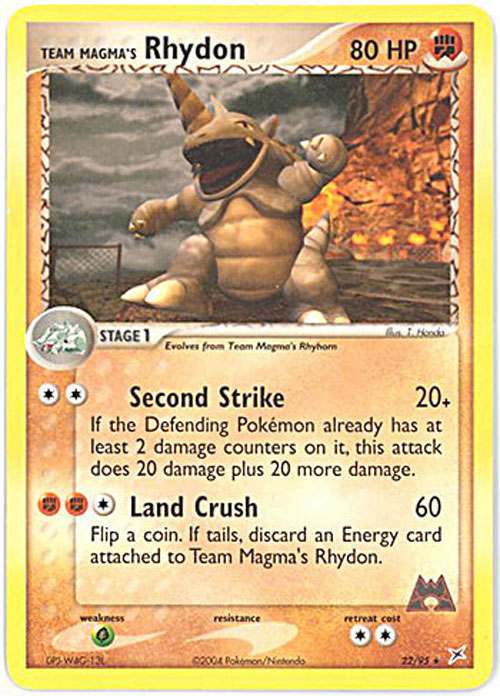Pokemon Card - Team Magma Team Aqua 22/95 - TEAM MAGMA'S RHYDON (rare)