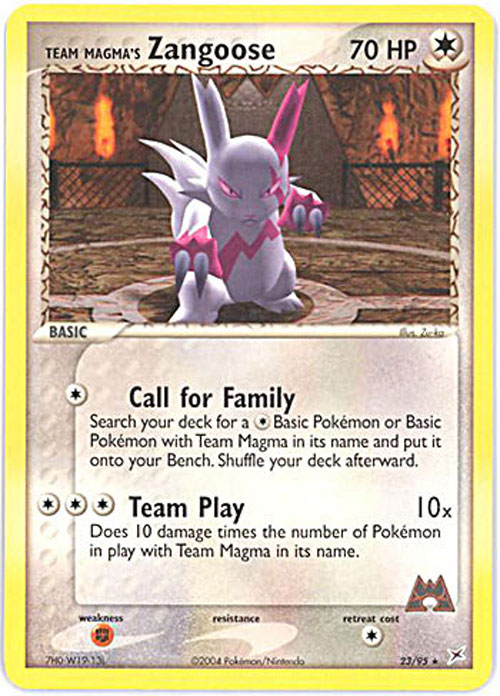 Pokemon Card - Team Magma Team Aqua 23/95 - TEAM MAGMA'S ZANGOOSE (rare)
