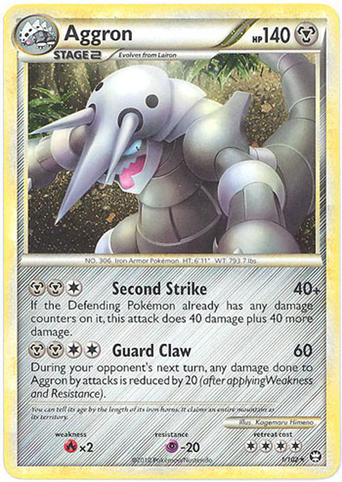 Pokemon Card - Triumphant 1/102 - AGGRON (holo-foil)
