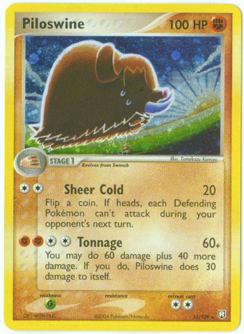Pokemon Card 13/109 - PILOSWINE (holo-foil)