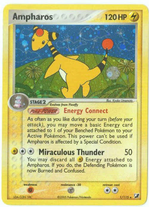 Pokemon Card - Unseen Forces 1/115 - AMPHAROS (holo-foil)