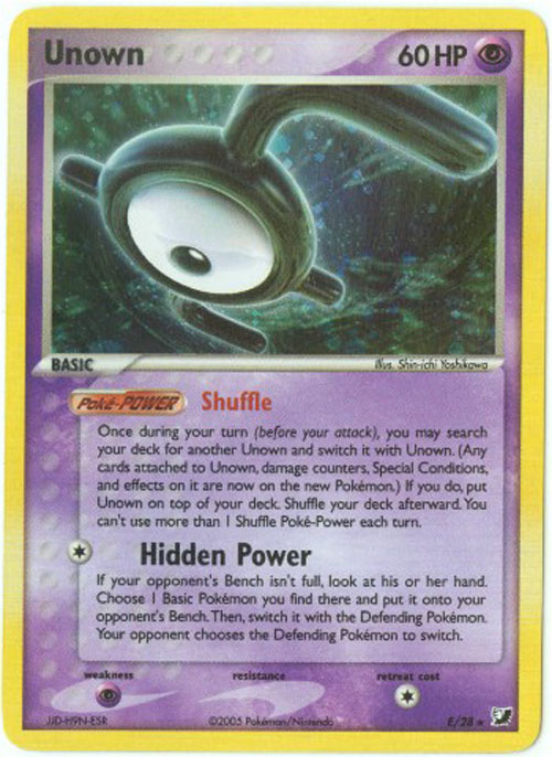Pokemon Card - Unseen Forces E/28 - UNOWN E (holo-foil)