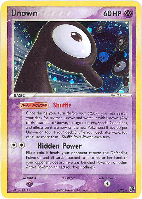 Pokemon Card - Unseen Forces R/28 - UNOWN R (holo-foil)