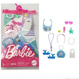 Mattel - Barbie Doll Fashion Storytelling Pack - OCEAN (Visor, Glasses, Shell Purse & More) GRC13
