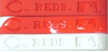 MLB WRISTBAND BRACELETS - CINCINNATI REDS ( 2 Pack - Red & White )