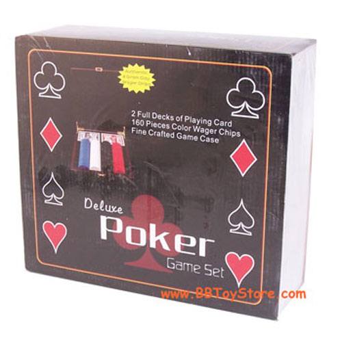 Poker Chip Set - 160 Chips & 2 Decks of Cards with Case