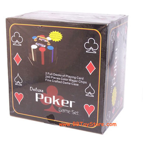 Poker Chip Set - 240 Chips & 2 Decks of Cards with Carousel