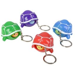 Rhode Island Novelty - SET OF 4 POP-OUT TURTLE KEYCHAINS [Red, Blue, Green & Purple] (2 inch)