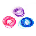 Round Rubber Bracelets - Set of 3 Colors (Blue, Pink, & Purple) - 36 bands total, 12 of each color
