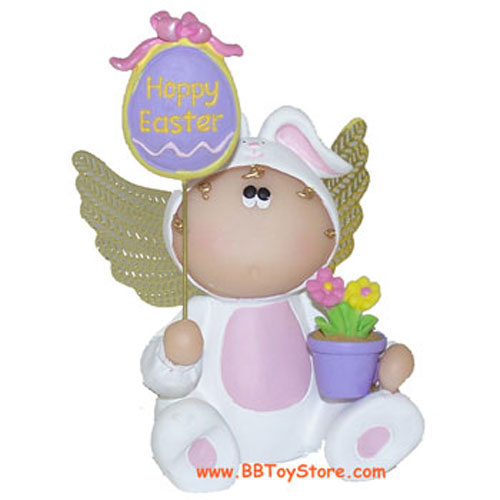 Russ Angel Cheeks Figurine - ANGEL BUNNY ( Happy Easter )