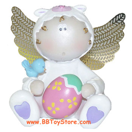 Russ Angel Cheeks Figurine - ANGEL LAMB ( with Egg )