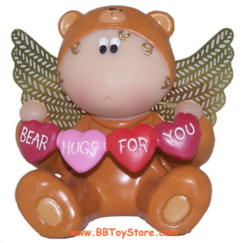 Russ Angel Cheeks Figurine - VALENTINE BEAR (Bear Hugs For You)