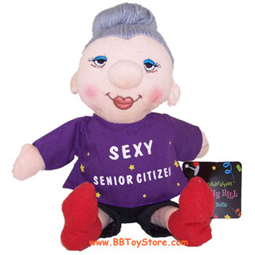 Russ Plush - Geezer Doll - WOMAN (Purple Shirt - Sexy Senior Citizen)