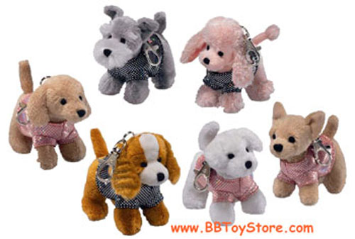 Russ Plush - Backpack Clips - SET OF 6 BEST DRESSED DOGS (4 inch)