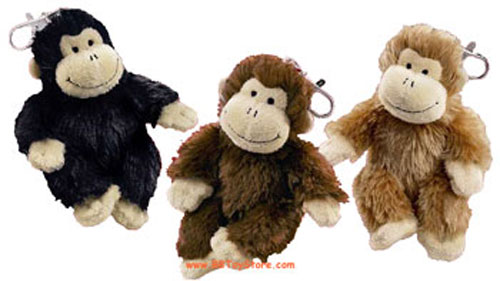Russ Plush - Backpack Clips - MONKEYS (Set of 3) (4 inch)