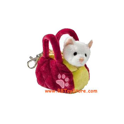 Russ Plush - Backpack Clips - WHITE CAT (w/ Carrier Bag) (4 inch)