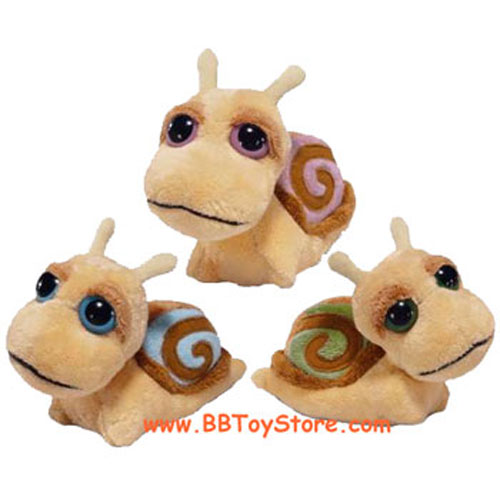 Russ Plush - Li'l Peepers - SET OF 3 MINI SNAILS (Blue, Green & Purple) (4 inch)