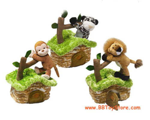 Russ Plush - Safari Friends Houses - SET OF 3 ANIMALS (6.5 inch)