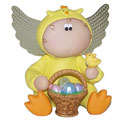 Russ Angel Cheeks Figurine - ANGEL CHICK ( with Eggs & Basket)